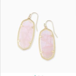 Kendra Scott Elle Gold Drop Earrings In Rose Quartz